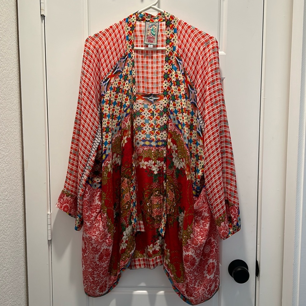 Johnny Was Dolce Mix Print/Color Kimono Jacket w/Pockets
